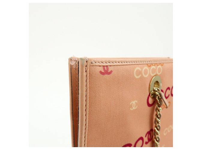 Borsa a tracolla e tote CHANEL COCO in tela e pelle con catena Rosa Arancione - vista 14