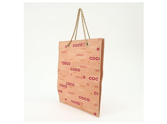 Borsa a tracolla e tote CHANEL COCO in tela e pelle con catena Rosa Arancione - vista 3