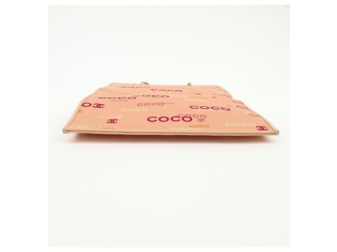Borsa a tracolla e tote CHANEL COCO in tela e pelle con catena Rosa Arancione - vista 5
