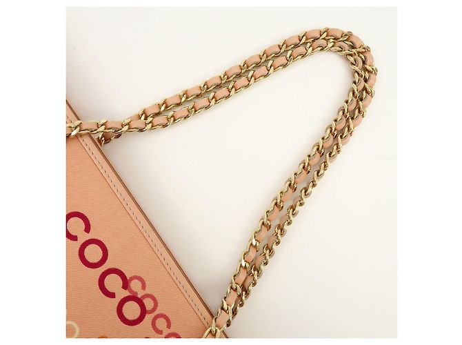 Borsa a tracolla e tote CHANEL COCO in tela e pelle con catena Rosa Arancione - vista 6