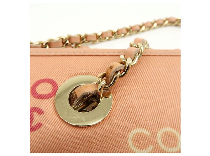 Borsa a tracolla e tote CHANEL COCO in tela e pelle con catena Rosa Arancione - vista 8