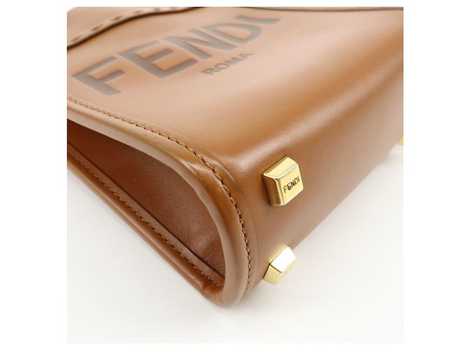 FENDI Sunshine Shopper Small Borsa 2Way Borsa a Spalla Camel 8BS051 - vista 12