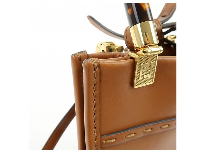FENDI Sunshine Shopper Small Borsa 2Way Borsa a Spalla Camel 8BS051 - vista 16