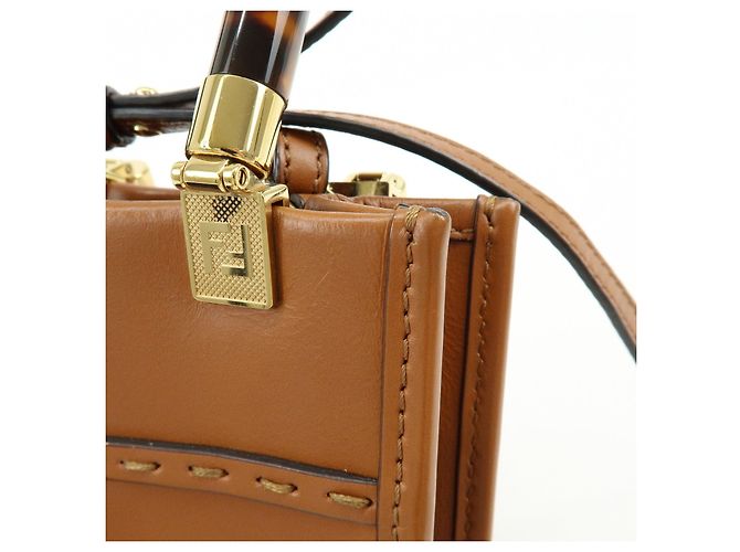 FENDI Sunshine Shopper Small Borsa 2Way Borsa a Spalla Camel 8BS051 - vista 17