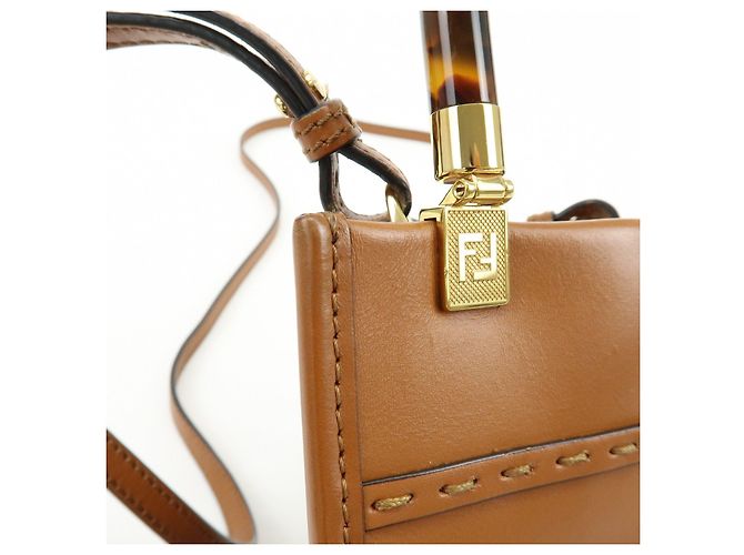 FENDI Sunshine Shopper Small Borsa 2Way Borsa a Spalla Camel 8BS051 - vista 18