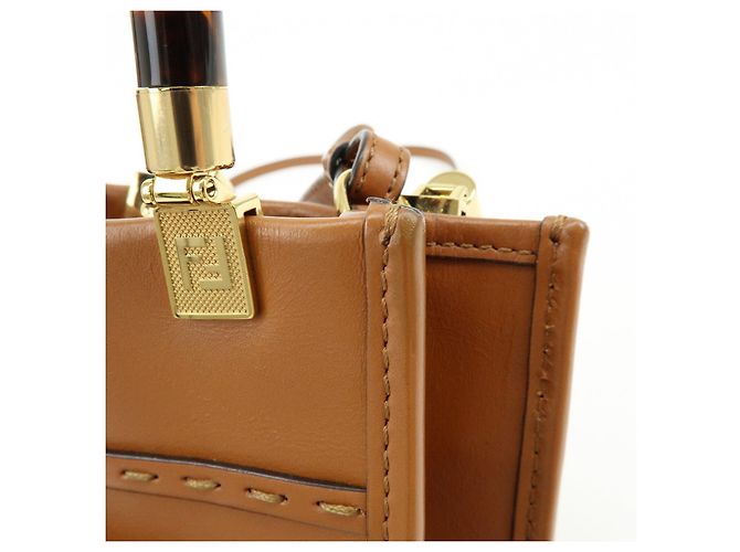 FENDI Sunshine Shopper Small Borsa 2Way Borsa a Spalla Camel 8BS051 - vista 19