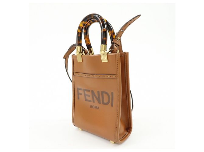 FENDI Sunshine Shopper Small Borsa 2Way Borsa a Spalla Camel 8BS051 - vista 3