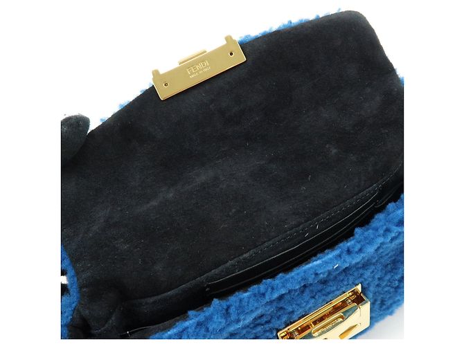 FENDI Mini Be Baguette Borsa a tracolla in pelle Mouton Blue 8M0315 - vista 18