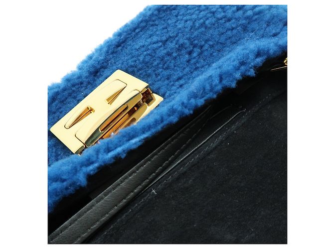 FENDI Mini Be Baguette Borsa a tracolla in pelle Mouton Blue 8M0315 - vista 19