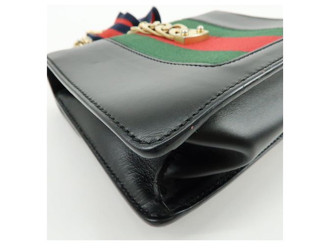 Borsa a tracolla e spalla GUCCI Sylvie Sherry in pelle con catena Nera - vista 10