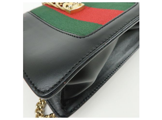 Borsa a tracolla e spalla GUCCI Sylvie Sherry in pelle con catena Nera - vista 11