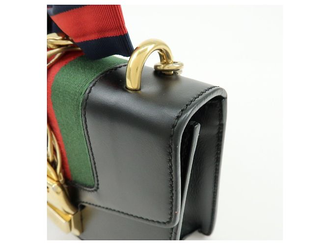 Borsa a tracolla e spalla GUCCI Sylvie Sherry in pelle con catena Nera - vista 13
