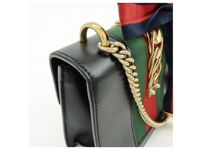 Borsa a tracolla e spalla GUCCI Sylvie Sherry in pelle con catena Nera - vista 14