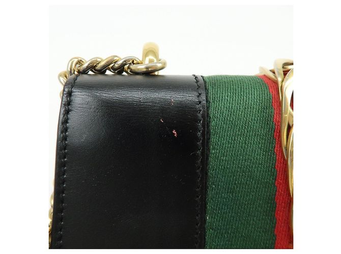 Borsa a tracolla e spalla GUCCI Sylvie Sherry in pelle con catena Nera - vista 15