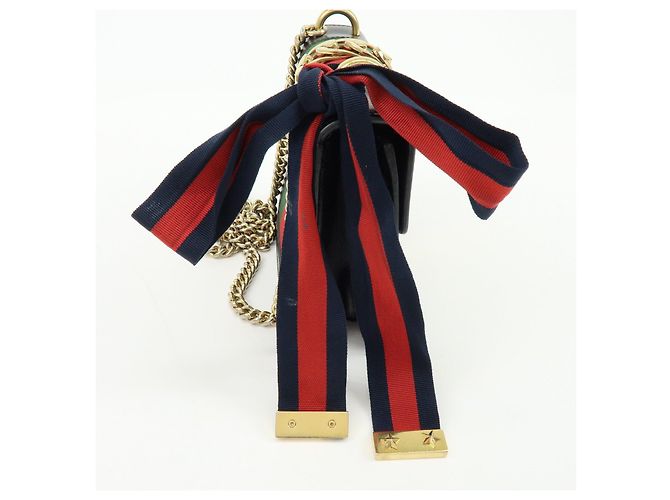 Borsa a tracolla e spalla GUCCI Sylvie Sherry in pelle con catena Nera - vista 17