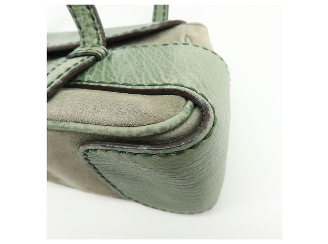 Borsa a mano e a tracolla TOD'S in pelle goffrata e suede Verde Salvia - vista 11