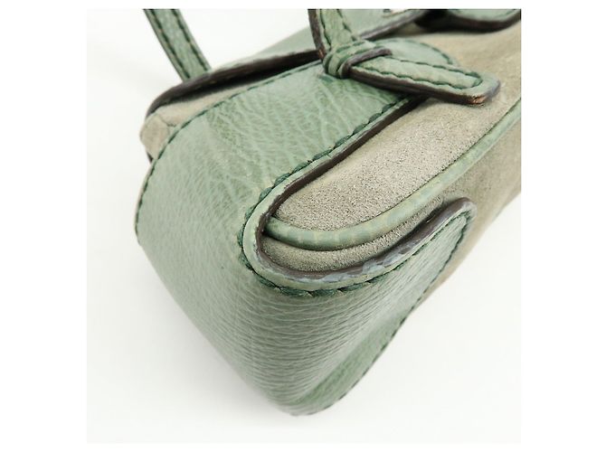 Borsa a mano e a tracolla TOD'S in pelle goffrata e suede Verde Salvia - vista 12