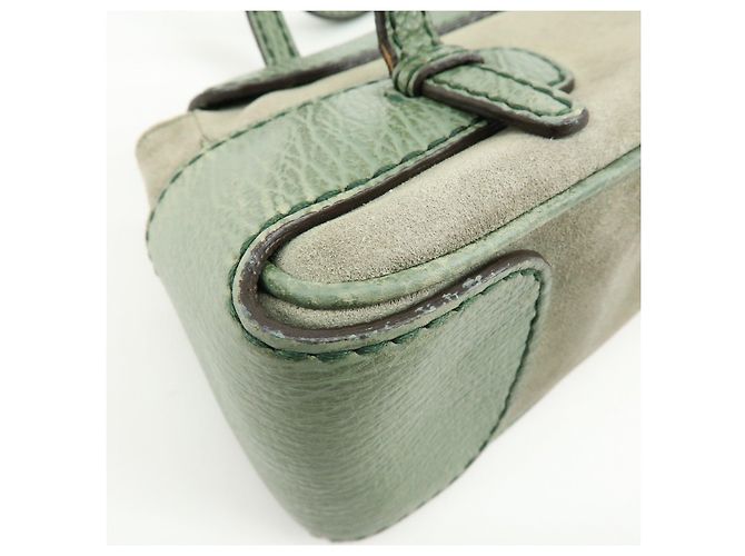 Borsa a mano e a tracolla TOD'S in pelle goffrata e suede Verde Salvia - vista 14