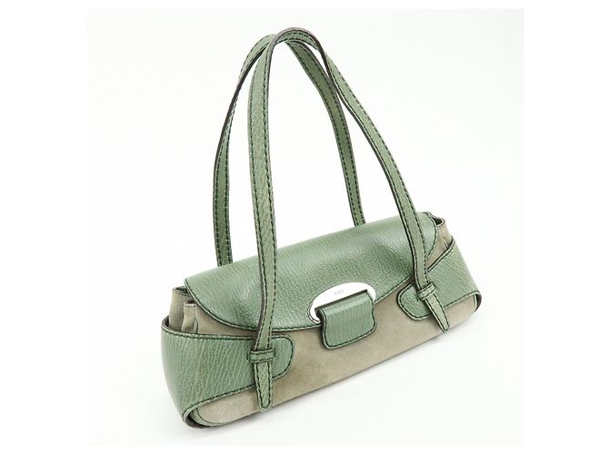 Borsa a mano e a tracolla TOD'S in pelle goffrata e suede Verde Salvia - vista 4