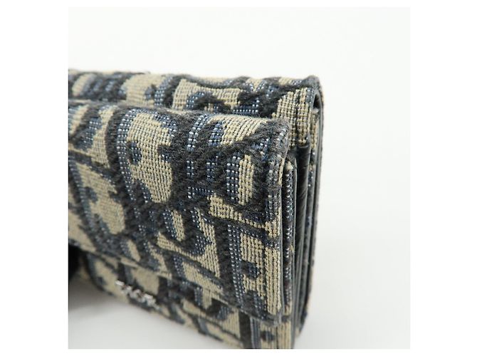 Christian Dior Oblique Jacquard Canvas Leather Tri-fold Compact Wallet - view 10