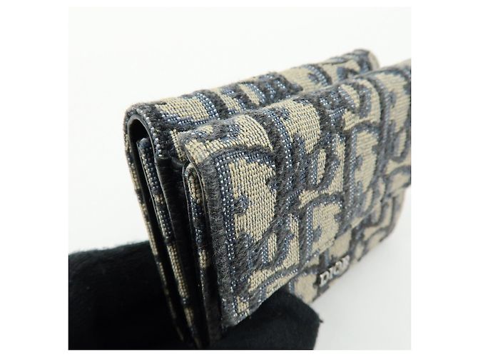 Christian Dior Oblique Jacquard Canvas Leather Tri-fold Compact Wallet - view 11