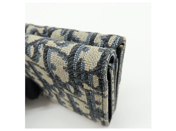 Christian Dior Oblique Jacquard Canvas Leather Tri-fold Compact Wallet - view 12