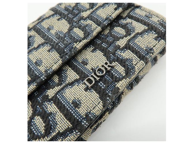 Christian Dior Oblique Jacquard Canvas Leather Tri-fold Compact Wallet - view 14