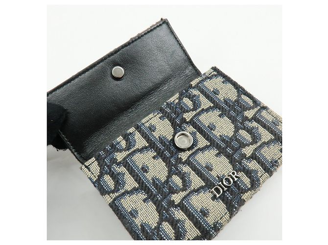 Christian Dior Oblique Jacquard Canvas Leather Tri-fold Compact Wallet - view 15