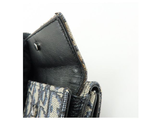 Christian Dior Oblique Jacquard Canvas Leather Tri-fold Compact Wallet - view 16