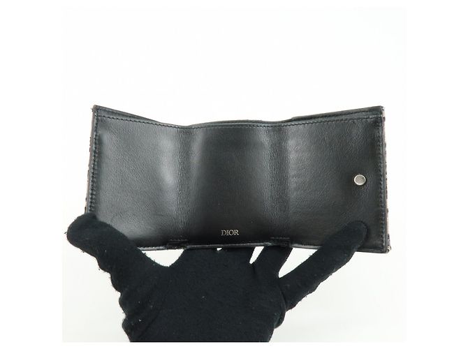 Christian Dior Oblique Jacquard Canvas Leather Tri-fold Compact Wallet - view 19