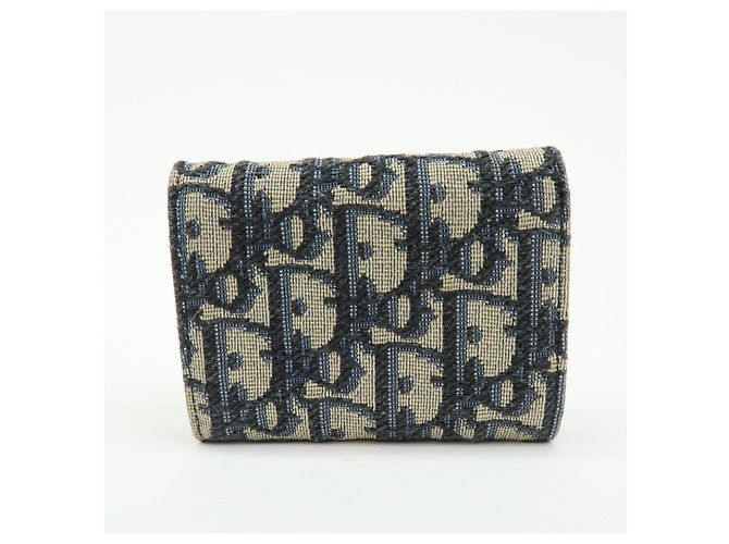 Christian Dior Oblique Jacquard Canvas Leather Tri-fold Compact Wallet - view 2