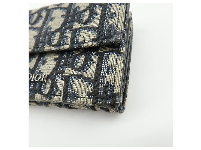Christian Dior Oblique Jacquard Canvas Leather Tri-fold Compact Wallet - view 6
