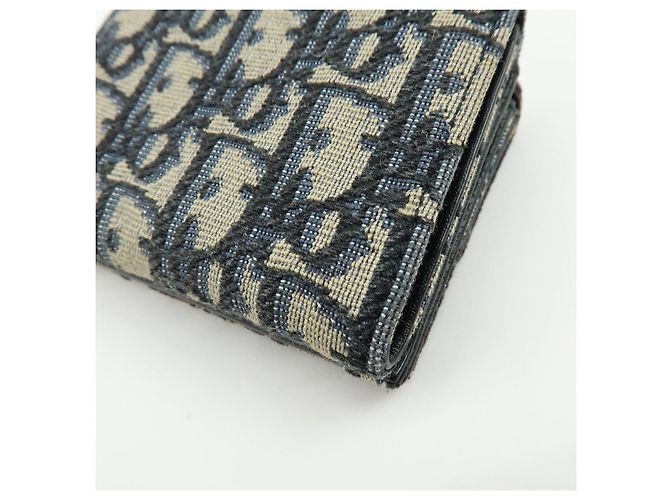 Christian Dior Oblique Jacquard Canvas Leather Tri-fold Compact Wallet - view 8