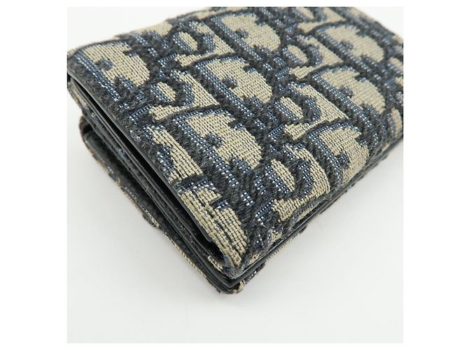 Christian Dior Oblique Jacquard Canvas Leather Tri-fold Compact Wallet - view 9