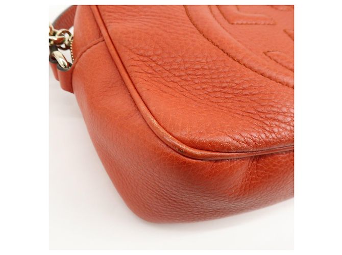 GUCCI SOHO Borsa a tracolla in pelle con catena Interlocking G Orange 308364 - vista 11