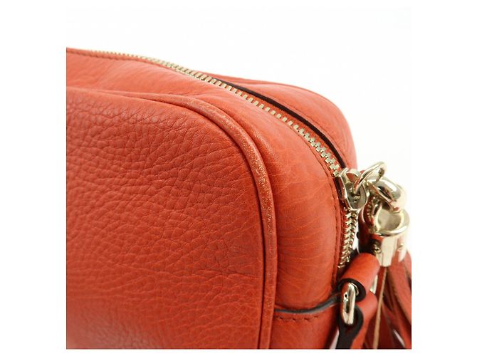 GUCCI SOHO Borsa a tracolla in pelle con catena Interlocking G Orange 308364 - vista 15