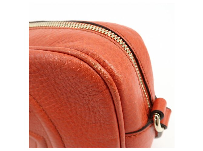 GUCCI SOHO Borsa a tracolla in pelle con catena Interlocking G Orange 308364 - vista 16