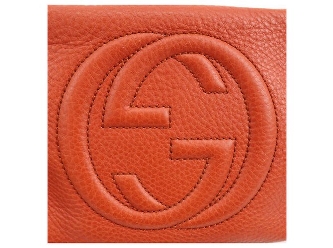 GUCCI SOHO Borsa a tracolla in pelle con catena Interlocking G Orange 308364 - vista 17