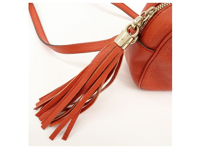 GUCCI SOHO Borsa a tracolla in pelle con catena Interlocking G Orange 308364 - vista 18