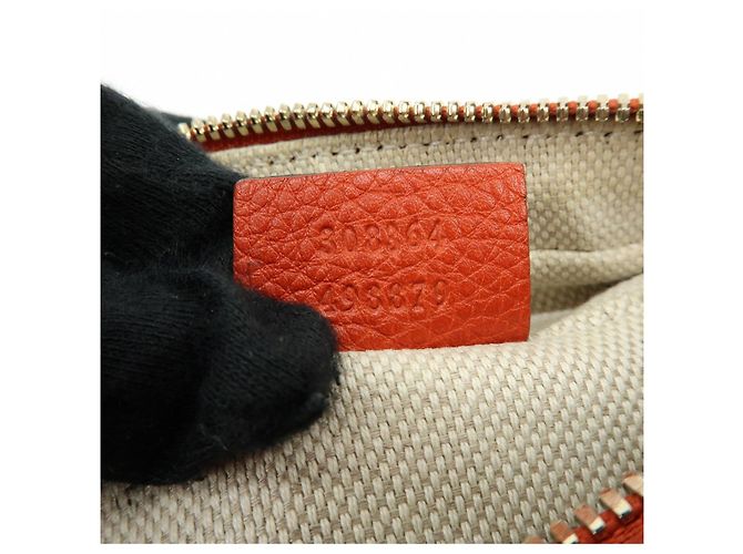 GUCCI SOHO Borsa a tracolla in pelle con catena Interlocking G Orange 308364 - vista 24