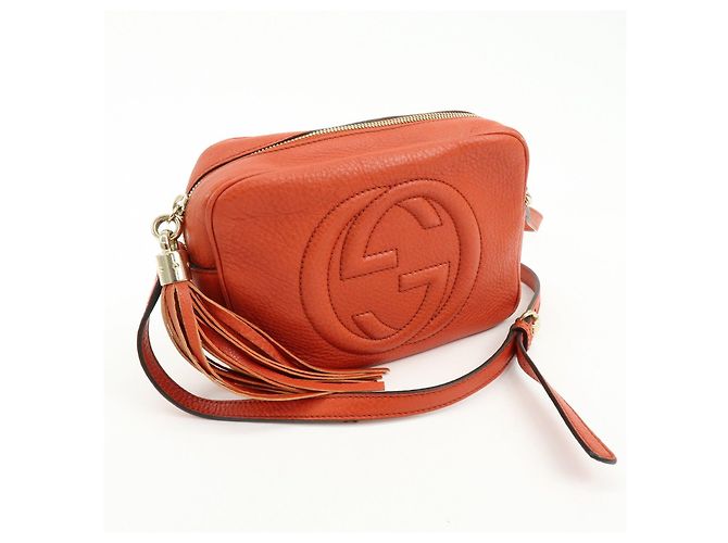 GUCCI SOHO Borsa a tracolla in pelle con catena Interlocking G Orange 308364 - vista 4