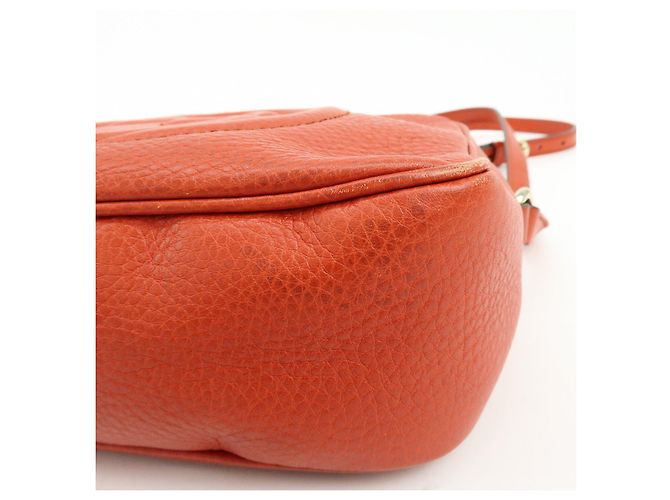 GUCCI SOHO Borsa a tracolla in pelle con catena Interlocking G Orange 308364 - vista 6