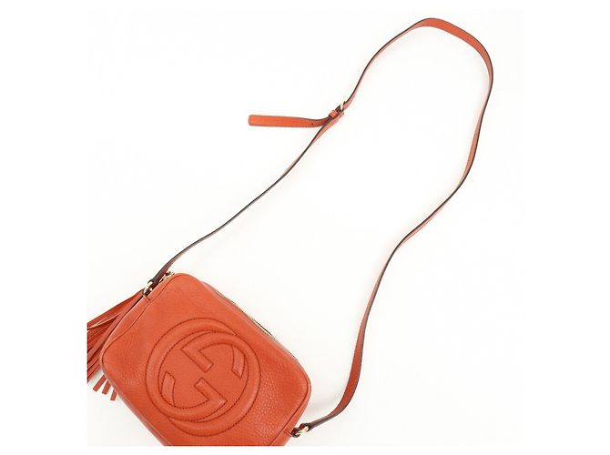 GUCCI SOHO Borsa a tracolla in pelle con catena Interlocking G Orange 308364 - vista 7