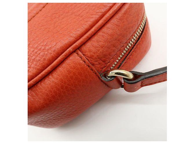 GUCCI SOHO Borsa a tracolla in pelle con catena Interlocking G Orange 308364 - vista 9