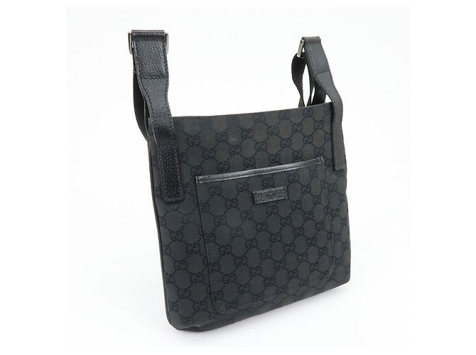 Borsa a Tracolla GUCCI GG Canvas Leather Nera 122793 - vista 4