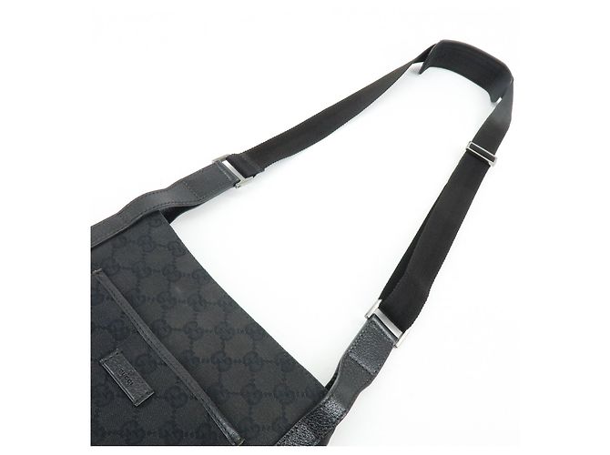Borsa a Tracolla GUCCI GG Canvas Leather Nera 122793 - vista 6