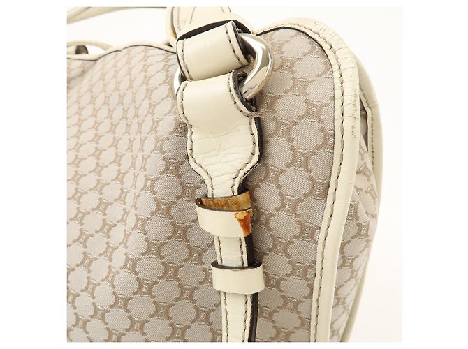 Céline Borsa a tracolla CELINE Macadam Bittersweet in tela e pelle Beige Ivory - vista 10