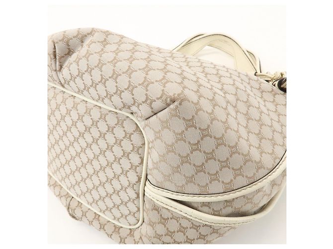 Céline Borsa a tracolla CELINE Macadam Bittersweet in tela e pelle Beige Ivory - vista 12