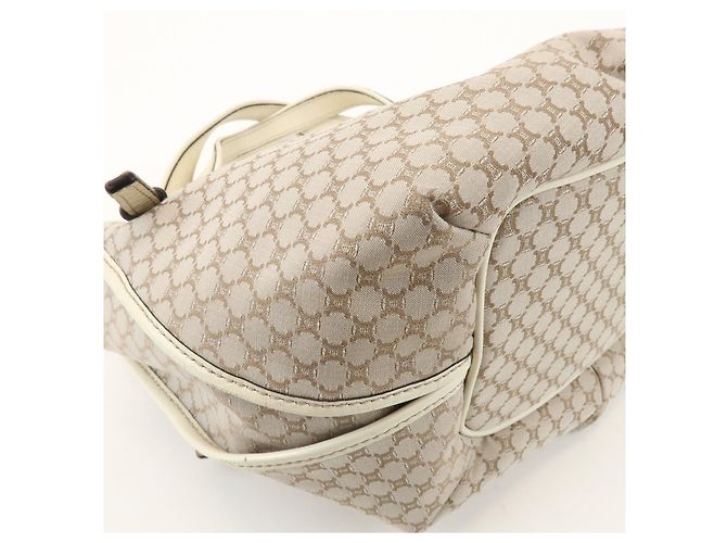 Céline Borsa a tracolla CELINE Macadam Bittersweet in tela e pelle Beige Ivory - vista 13