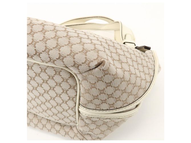 Céline Borsa a tracolla CELINE Macadam Bittersweet in tela e pelle Beige Ivory - vista 14